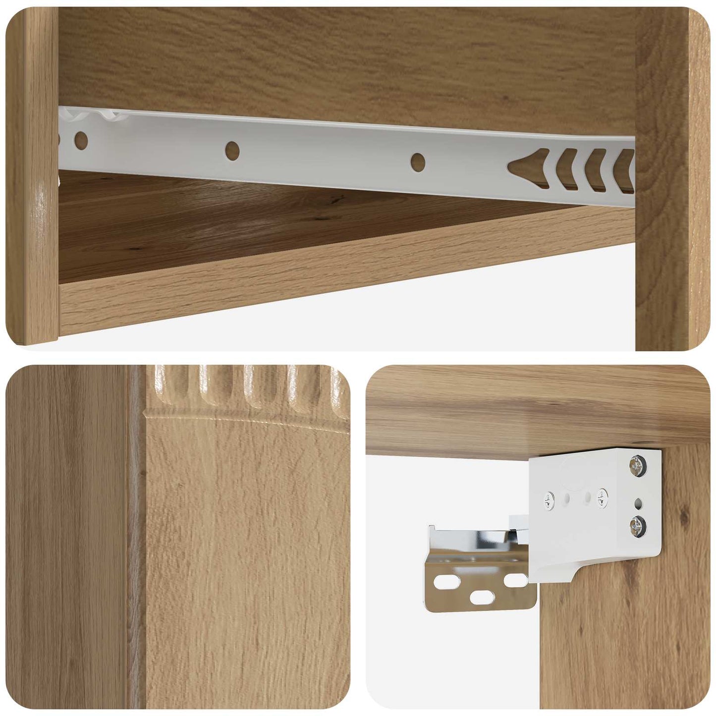 Wandmontage Zijtafel Artisanaal eiken 59 x 34,5 x 17 cm