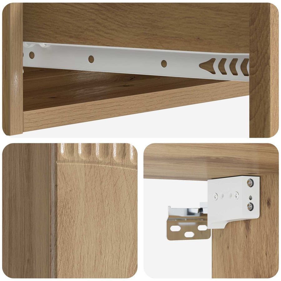 Wandmontage Zijtafel Artisanaal eiken 59 x 34,5 x 17 cm