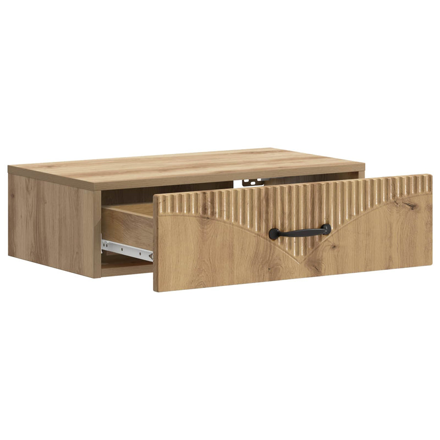 Wandmontage Zijtafel Artisanaal eiken 59 x 34,5 x 17 cm