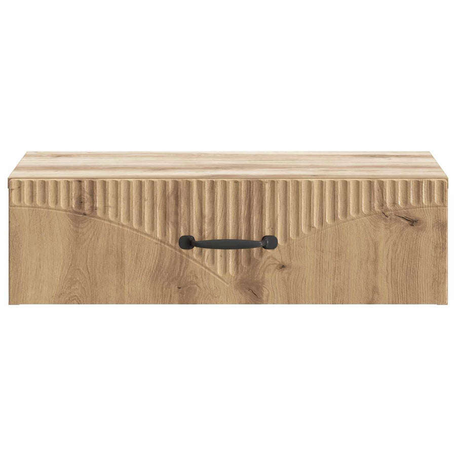 Wandmontage Zijtafel Artisanaal eiken 59 x 34,5 x 17 cm