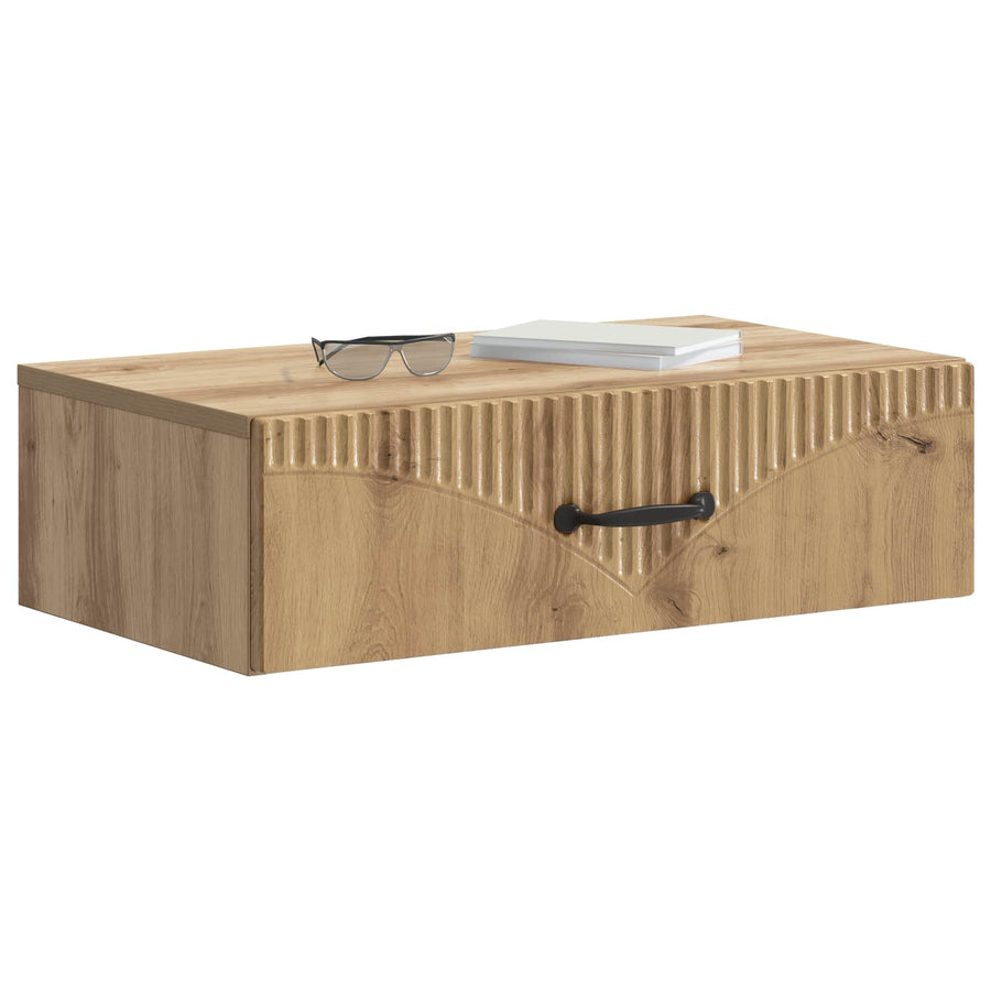 Wandmontage Zijtafel Artisanaal eiken 59 x 34,5 x 17 cm