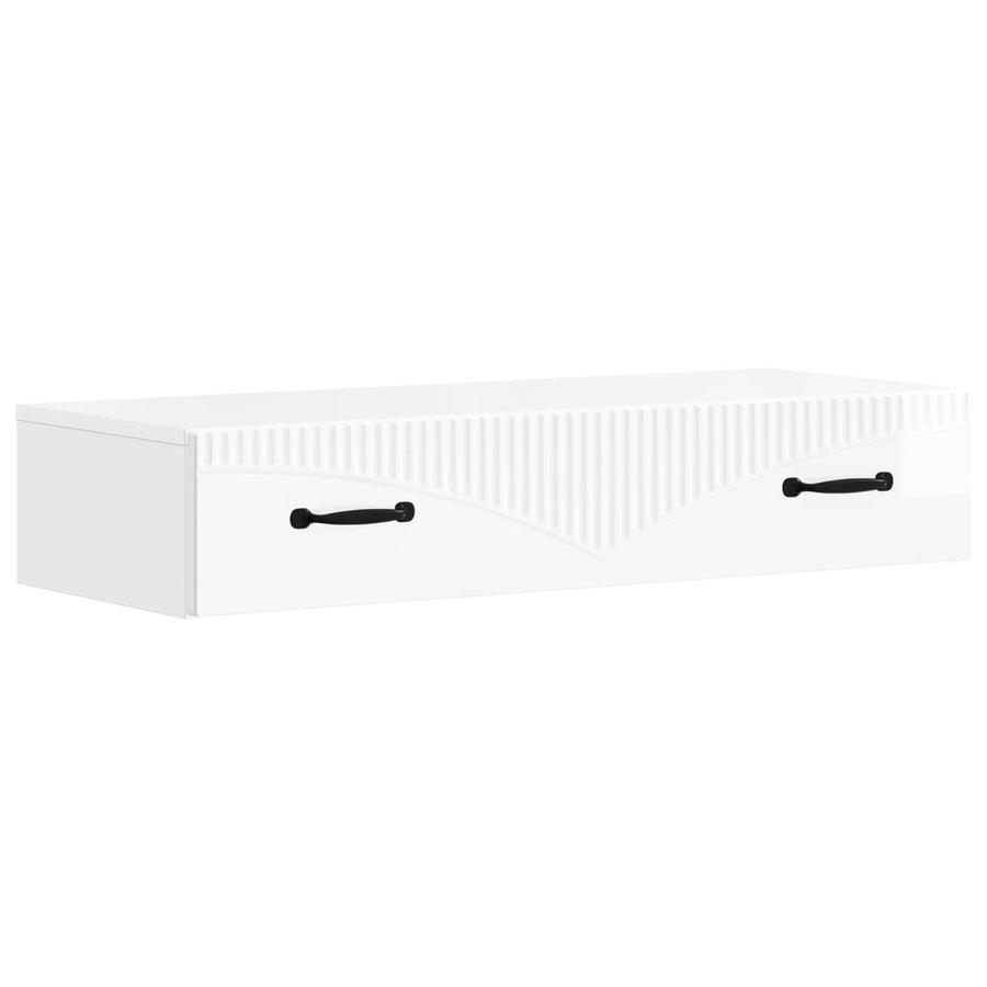 Wandmontage Zijtafel Hoogglans Wit 87,5 x 34,5 x 17 cm