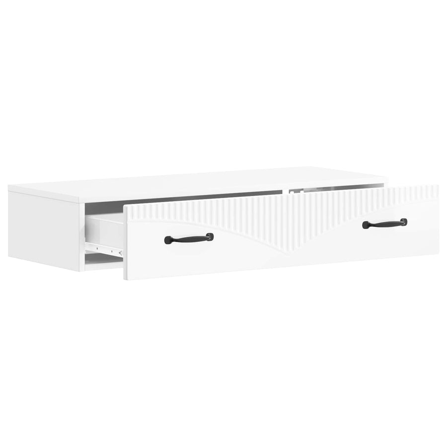 Wandmontage Zijtafel Hoogglans Wit 87,5 x 34,5 x 17 cm