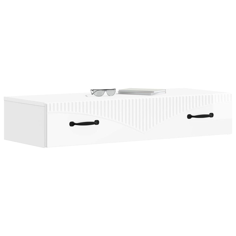 Wandmontage Zijtafel Hoogglans Wit 87,5 x 34,5 x 17 cm
