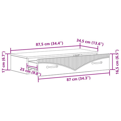 Wandmontage Zijtafel Grijs sonoma 87,5 x 34,5 x 17 cm