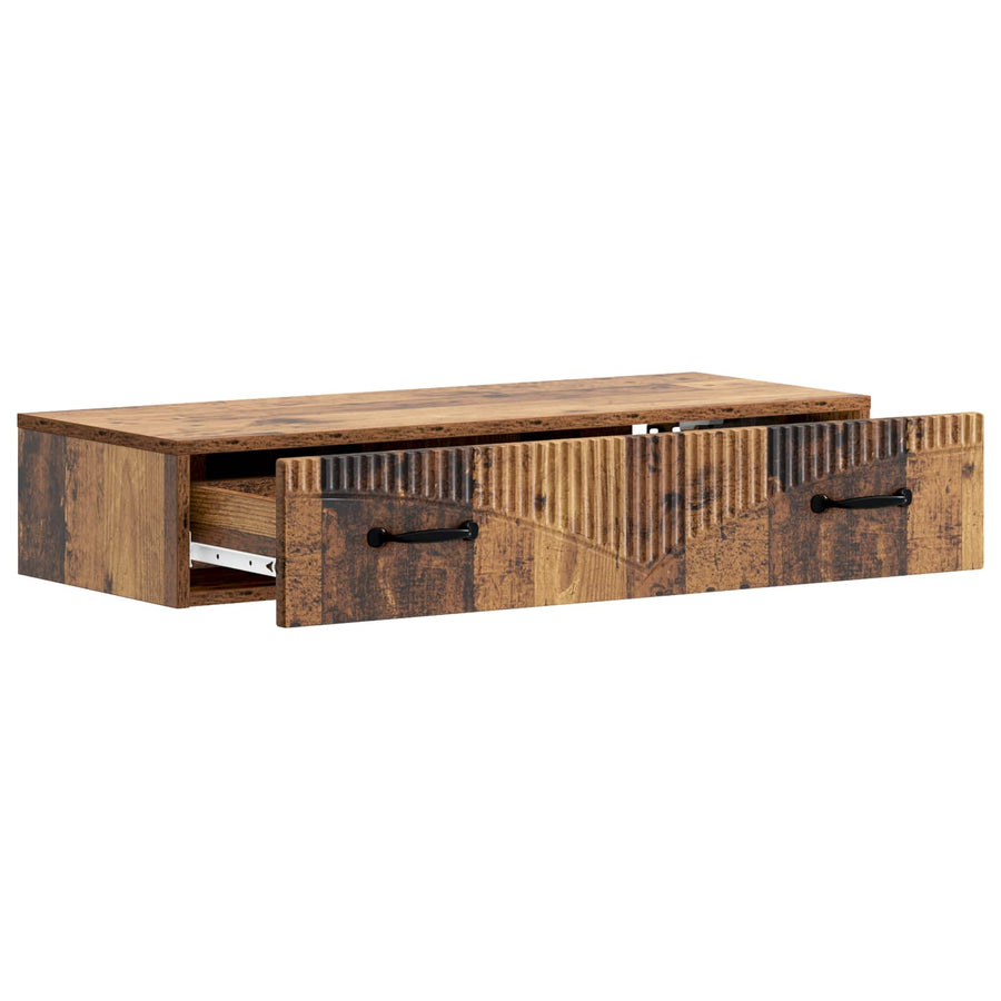 Wandmontage Zijtafel Oud hout 87,5 x 34,5 x 17 cm Bewerkt hout