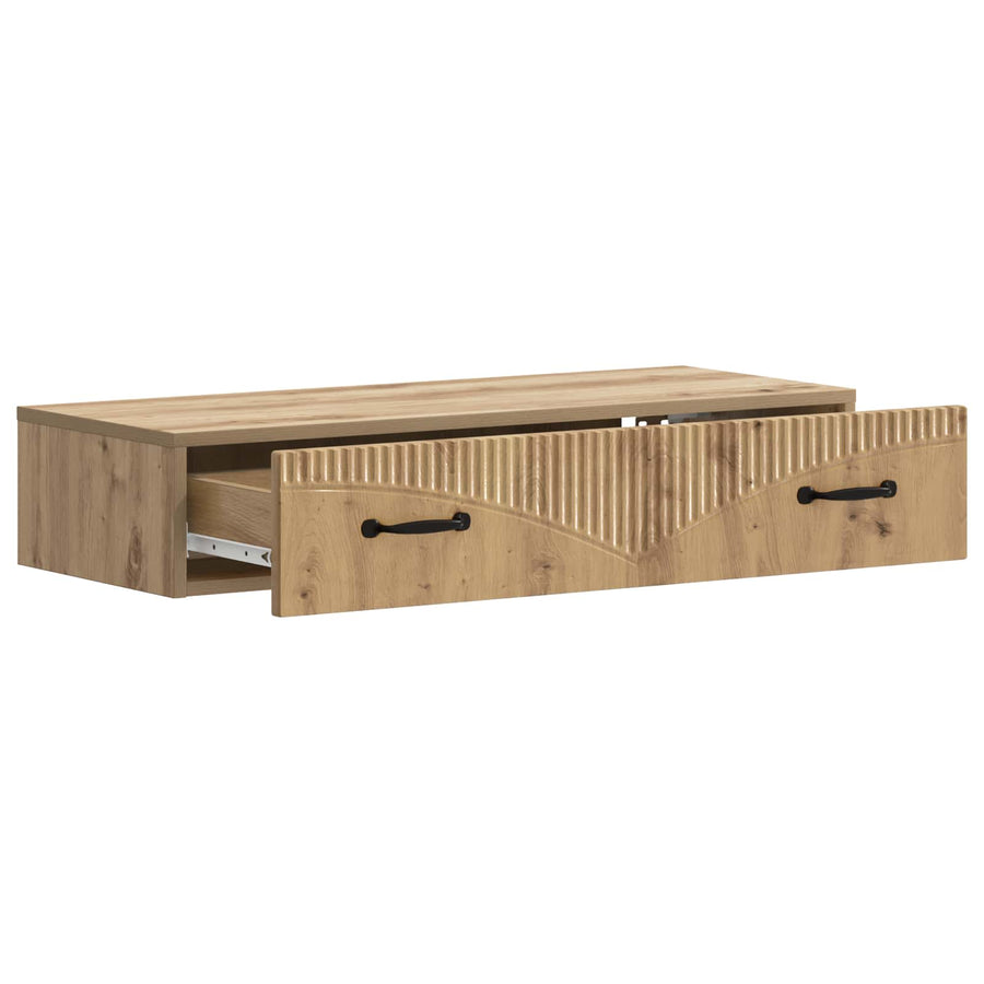 Wandmontage Zijtafel Artisanaal eiken 87,5 x 34,5 x 17 cm