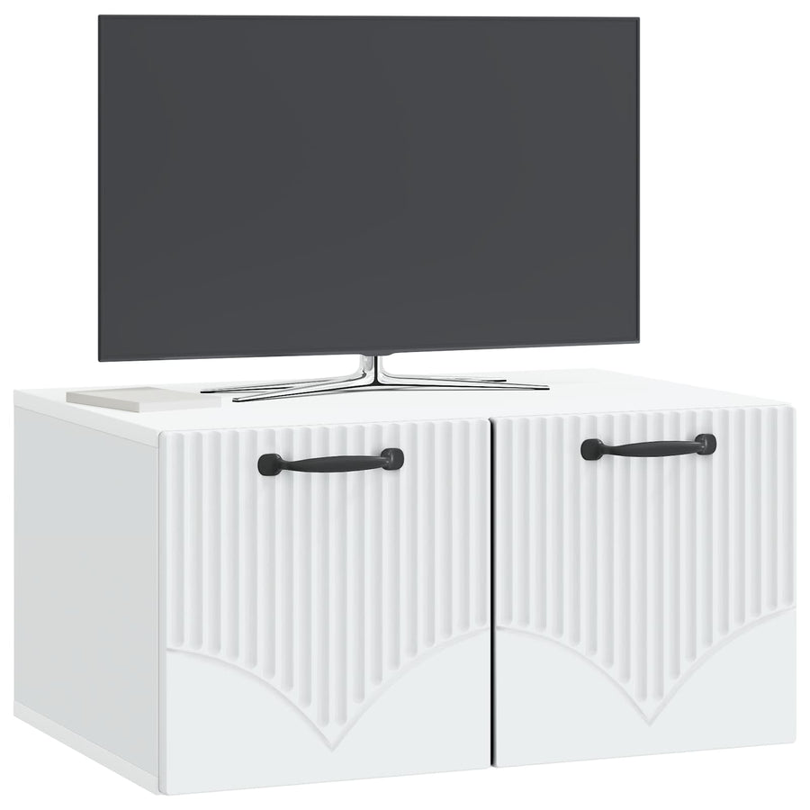 Wandbeugel TV-kast Wit 59,5 x 41 x 30 cm Bewerkt hout