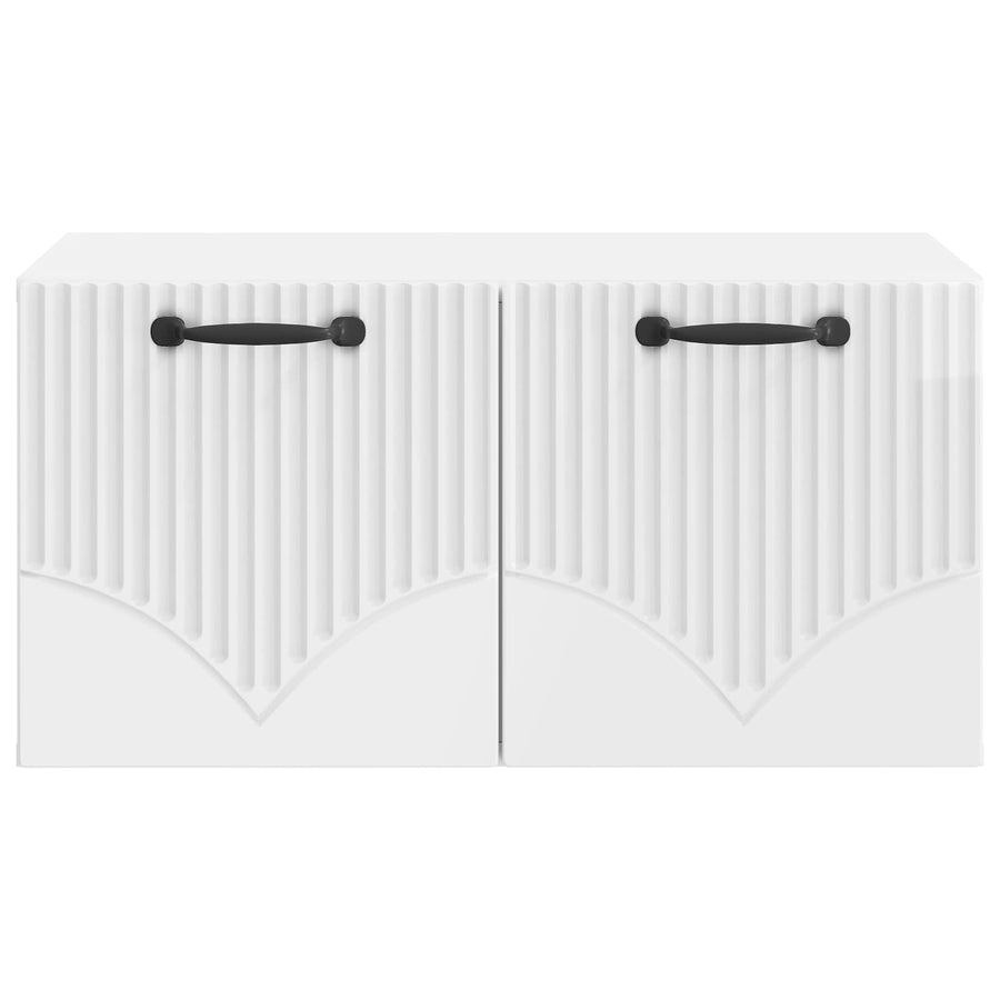 Wandbeugel TV-kast Hoogglans Wit 59,5 x 41 x 30 cm Bewerkt hout