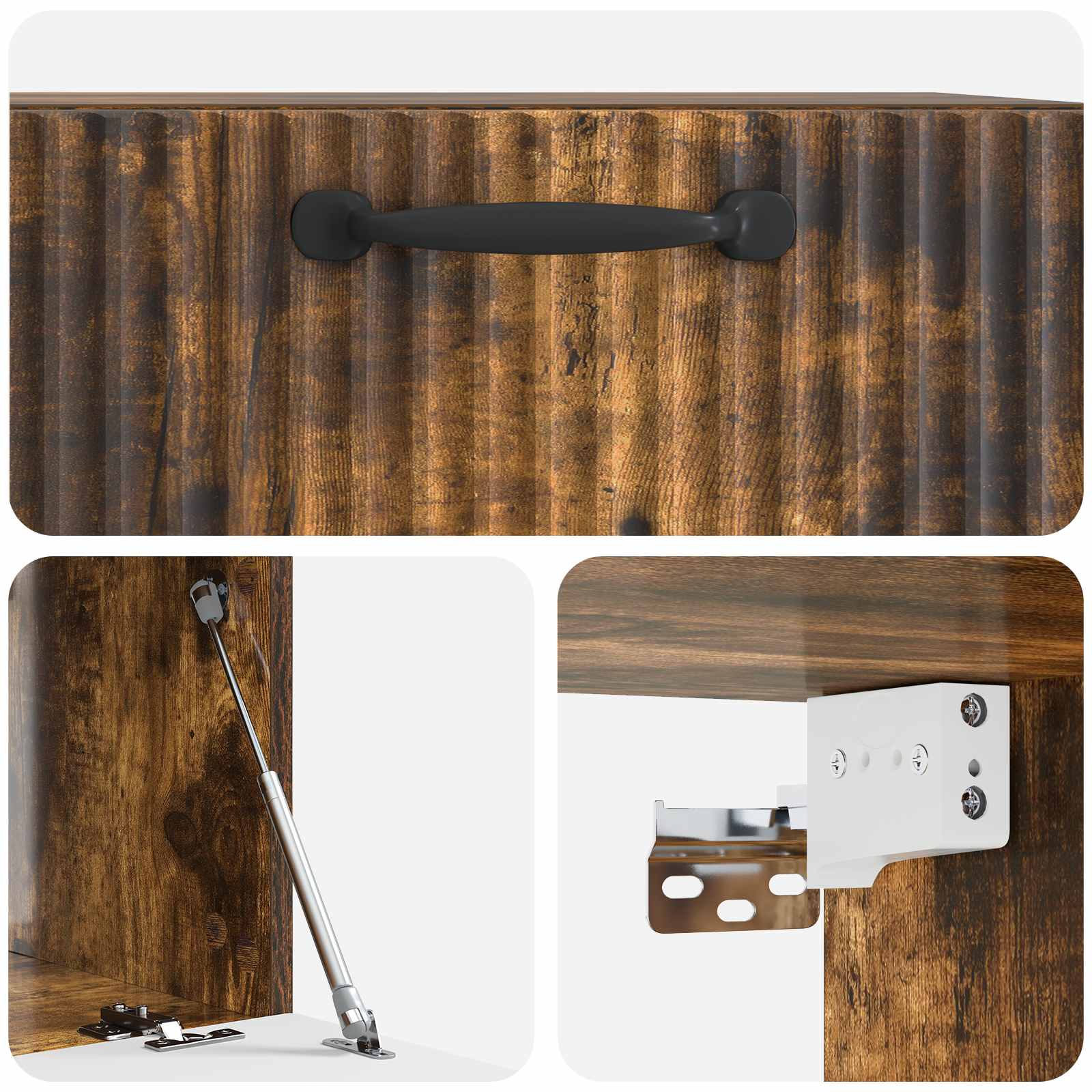 Wandbeugel TV-kast Gerookt eiken 59,5 x 41 x 30 cm Bewerkt hout