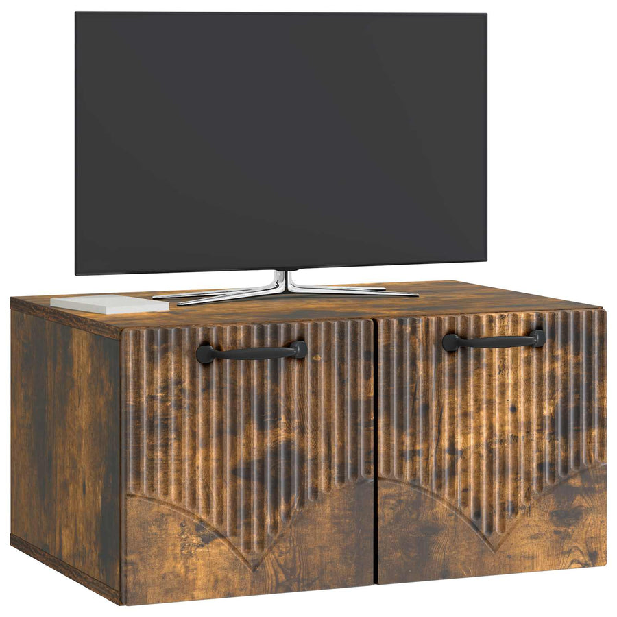 Wandbeugel TV-kast Gerookt eiken 59,5 x 41 x 30 cm Bewerkt hout