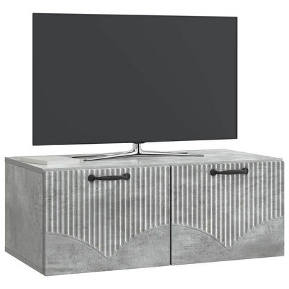 Wandbeugel TV-kast Betongrijs 78,5 x 41 x 30 cm Bewerkt hout