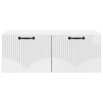 Wandbeugel TV-kast Hoogglans Wit 78,5 x 41 x 30 cm Bewerkt hout