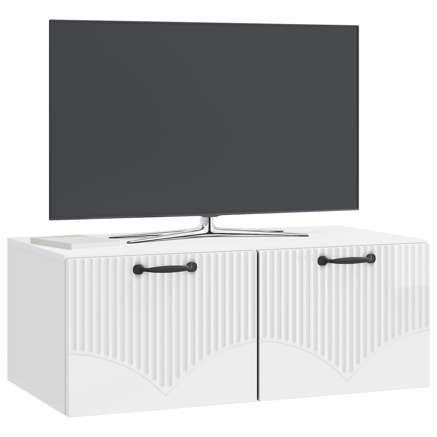 Wandbeugel TV-kast Hoogglans Wit 78,5 x 41 x 30 cm Bewerkt hout