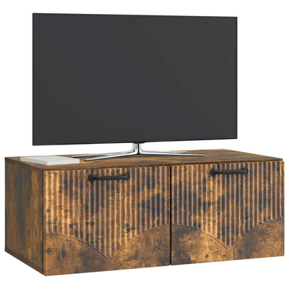 Wandbeugel TV-kast Gerookt eiken 78,5 x 41 x 30 cm Bewerkt hout