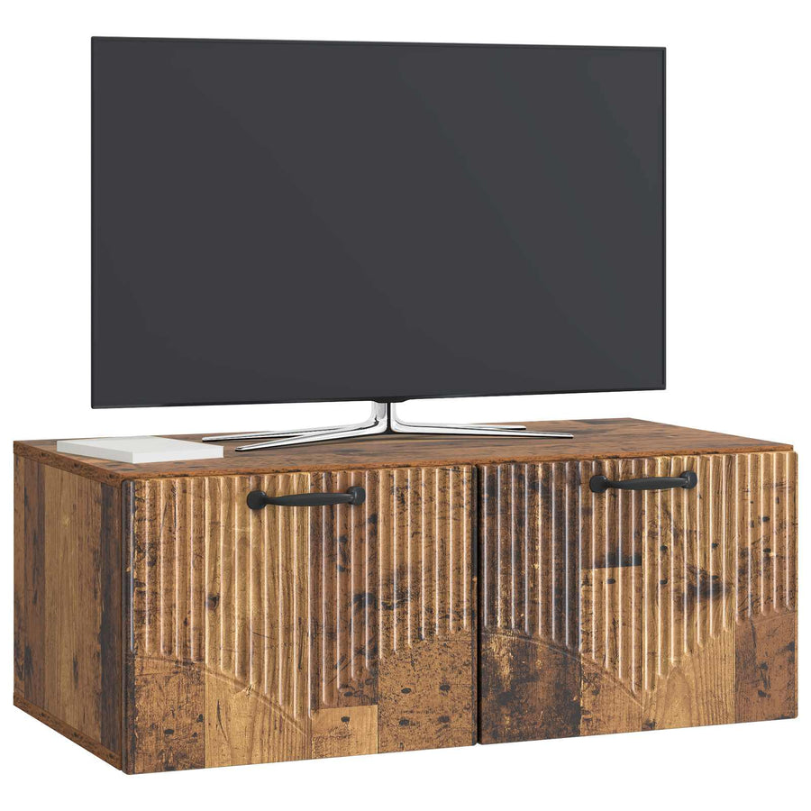 Wandbeugel TV-kast Oud hout 78,5 x 41 x 30 cm Bewerkt hout