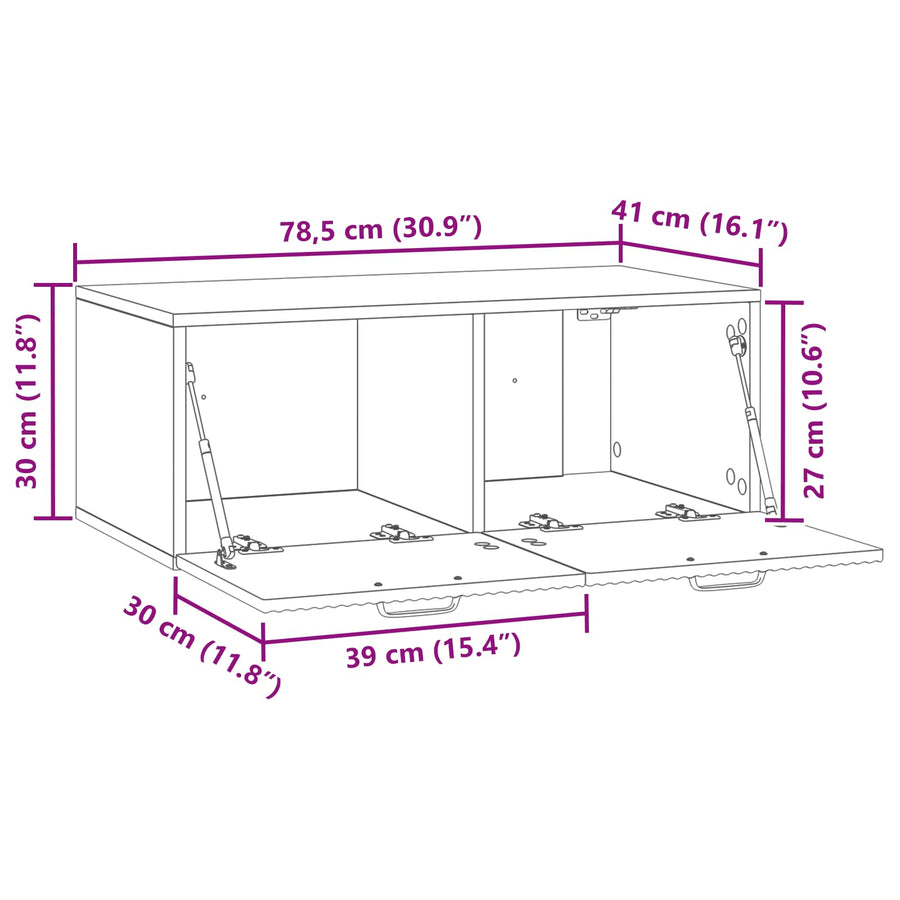 Wandbeugel TV-kast Oud hout 78,5 x 41 x 30 cm Bewerkt hout