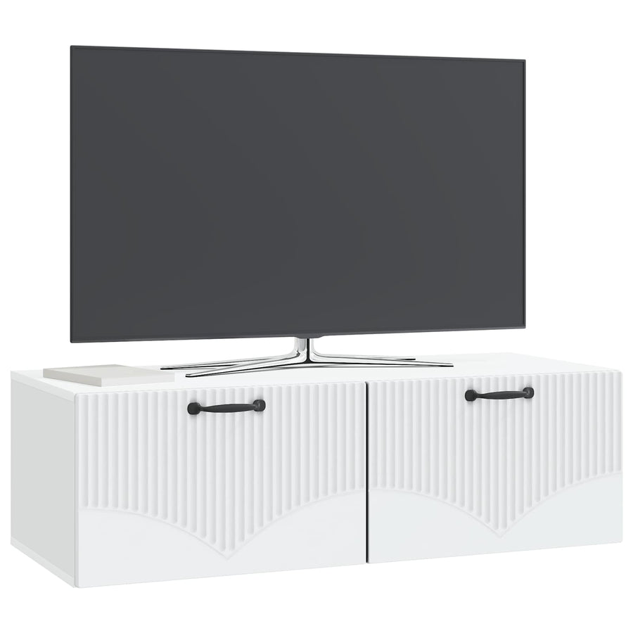 Wandbeugel TV-kast Wit 98 x 41 x 30 cm Bewerkt hout