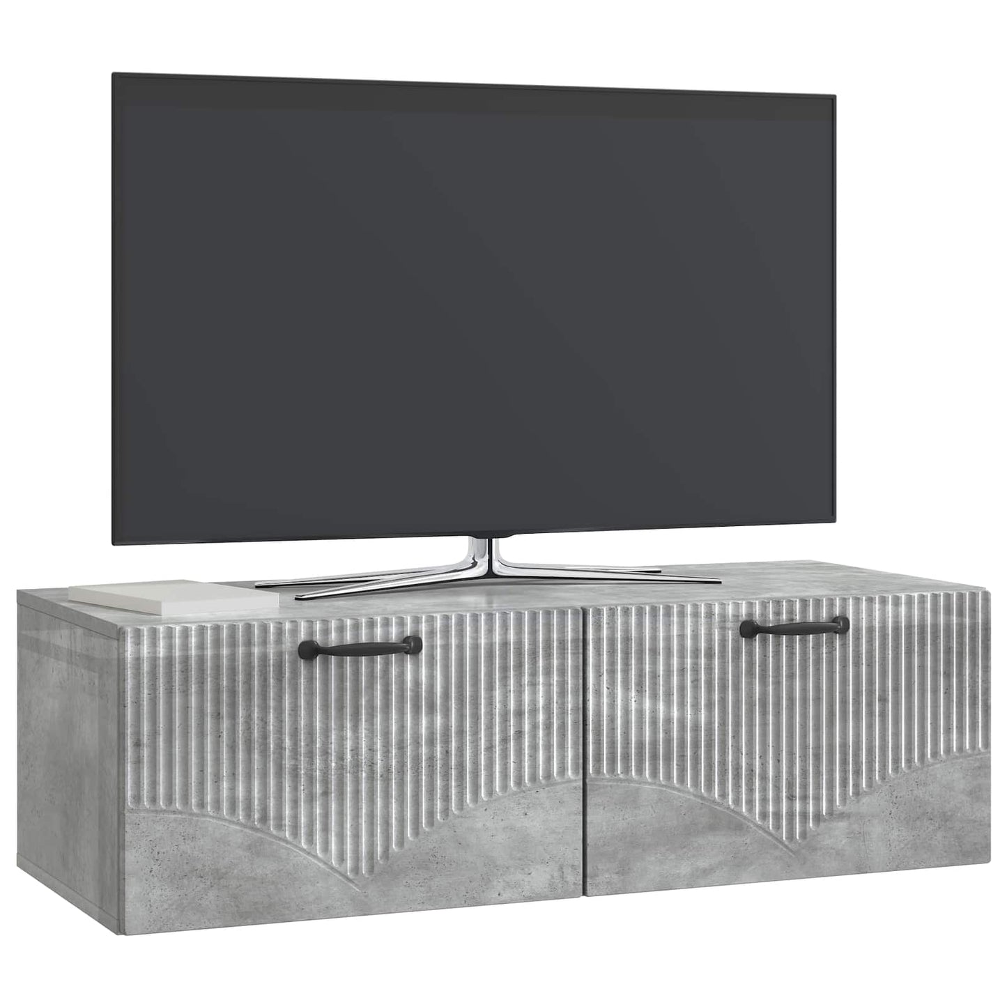Wandbeugel TV-kast Betongrijs 98 x 41 x 30 cm Bewerkt hout