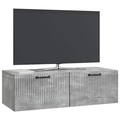 Wandbeugel TV-kast Betongrijs 98 x 41 x 30 cm Bewerkt hout