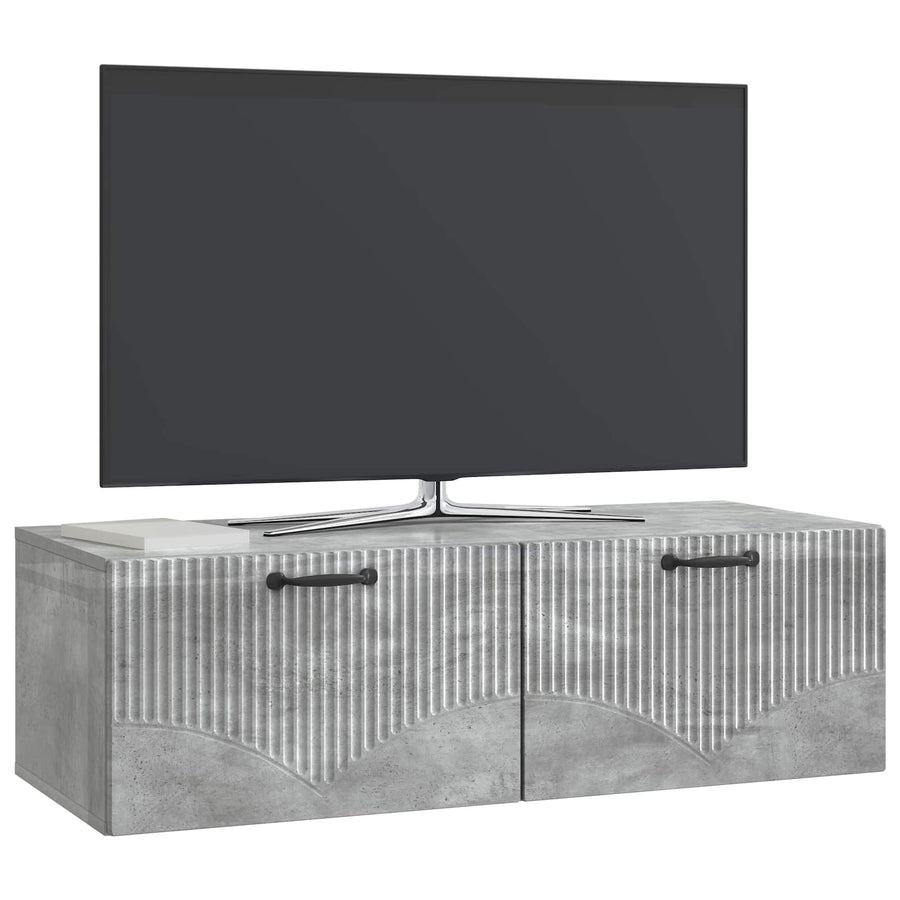 Wandbeugel TV-kast Betongrijs 98 x 41 x 30 cm Bewerkt hout