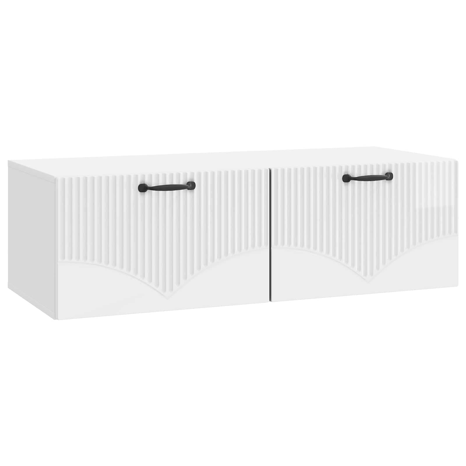 Wandbeugel TV-kast Hoogglans Wit 98 x 41 x 30 cm Bewerkt hout