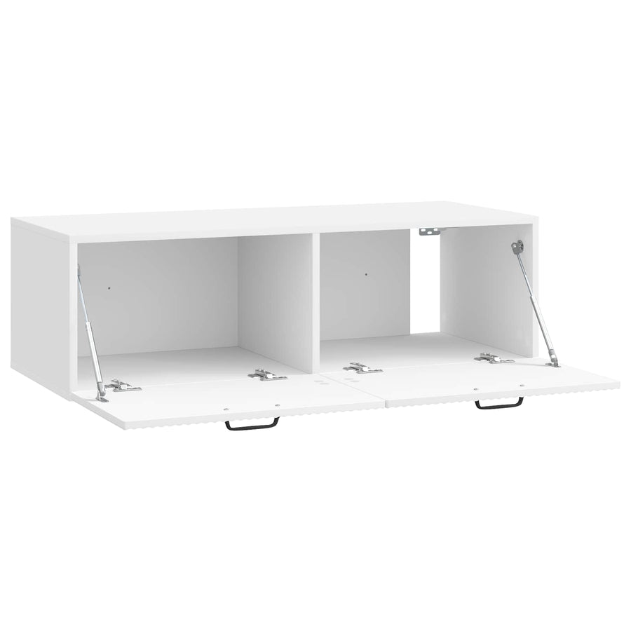 Wandbeugel TV-kast Hoogglans Wit 98 x 41 x 30 cm Bewerkt hout