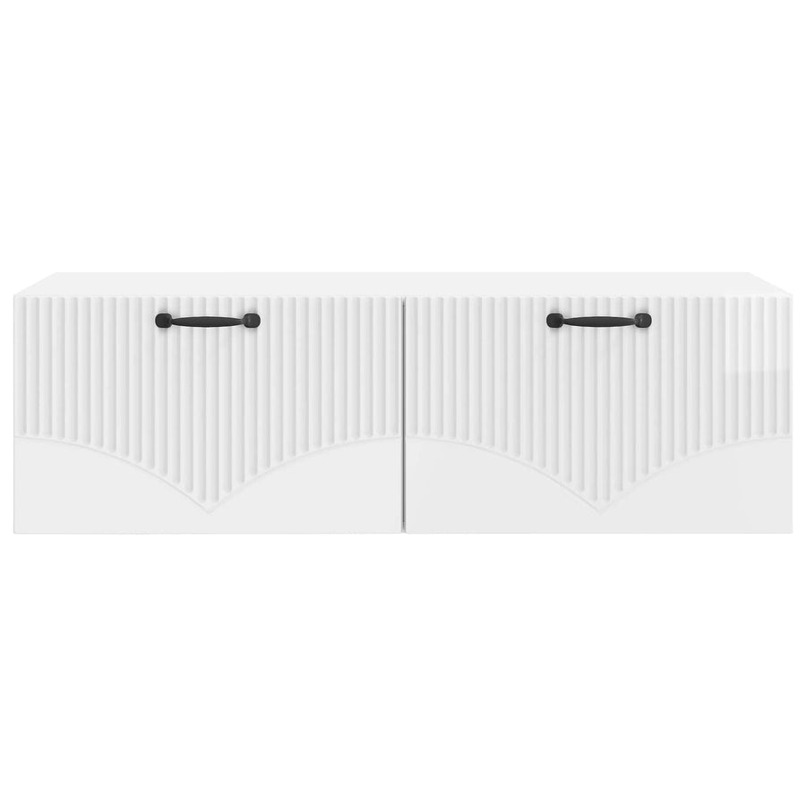 Wandbeugel TV-kast Hoogglans Wit 98 x 41 x 30 cm Bewerkt hout