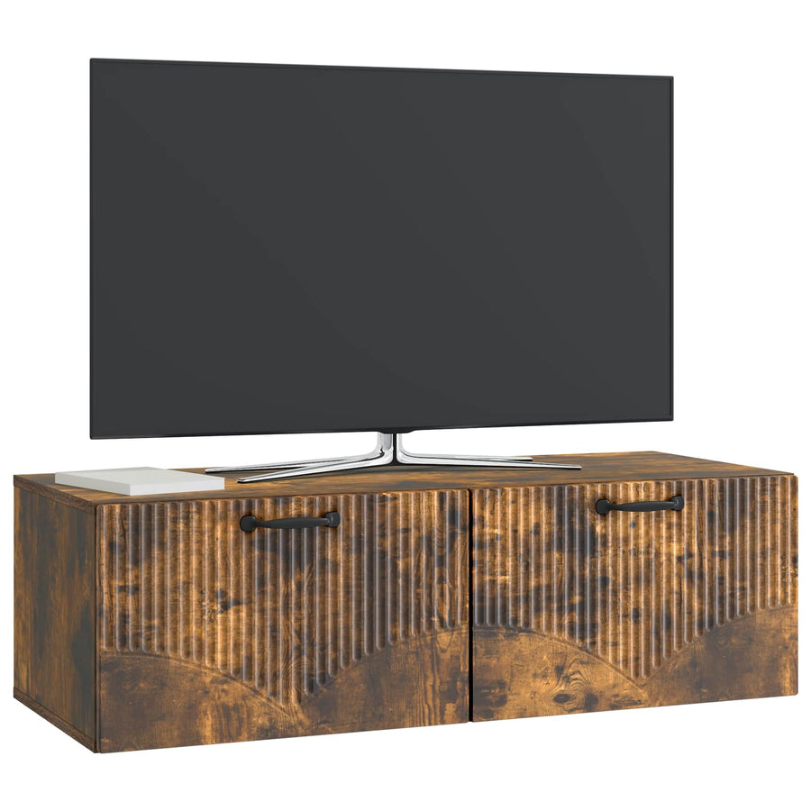 Wandbeugel TV-kast Gerookt eiken 98 x 41 x 30 cm Bewerkt hout