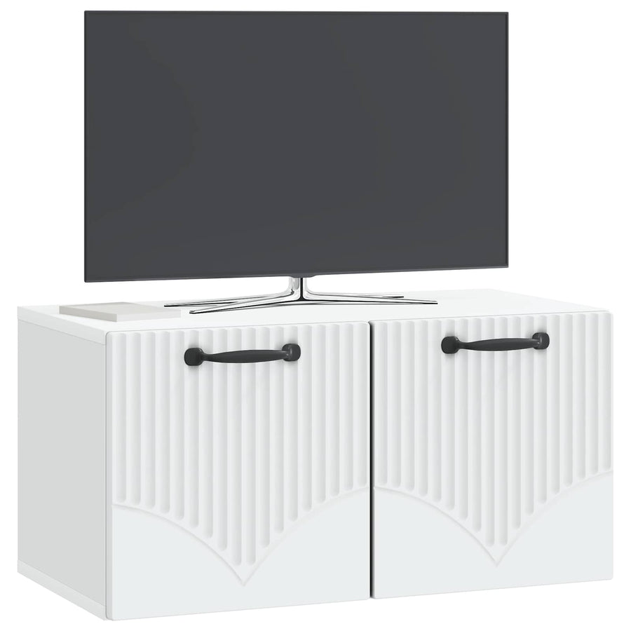 Wandbeugel TV-kast Wit 59,5 x 31 x 30 cm Bewerkt hout