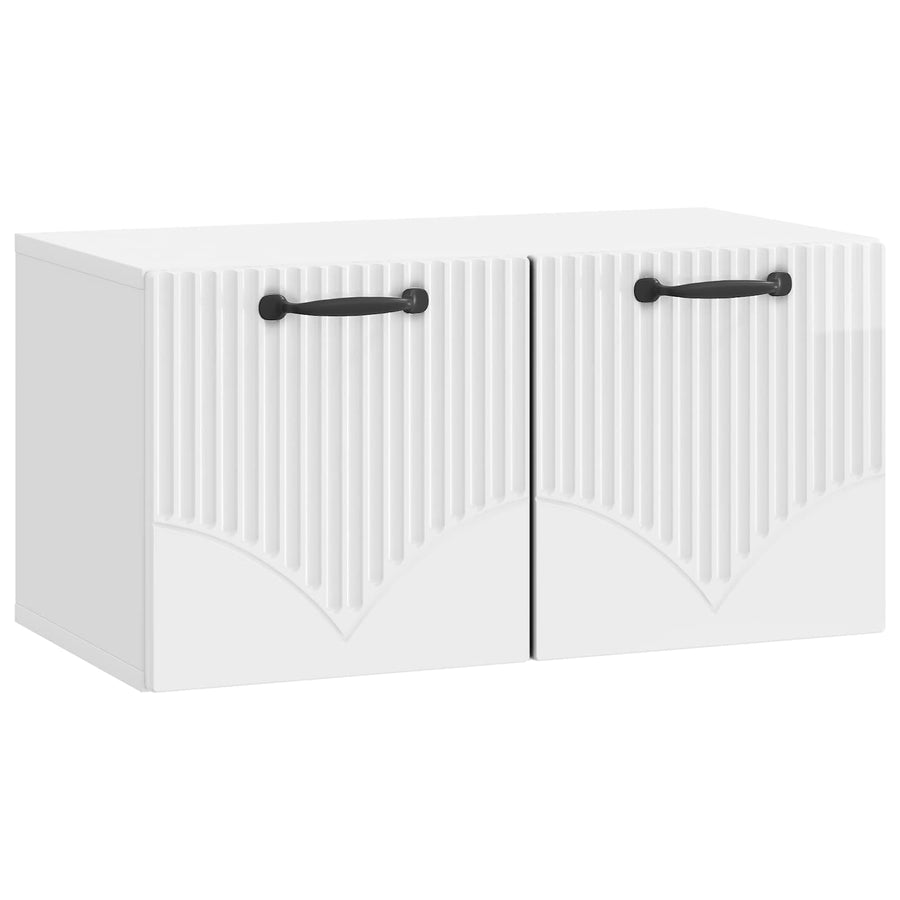 Wandbeugel TV-kast Hoogglans Wit 59,5 x 31 x 30 cm Bewerkt hout