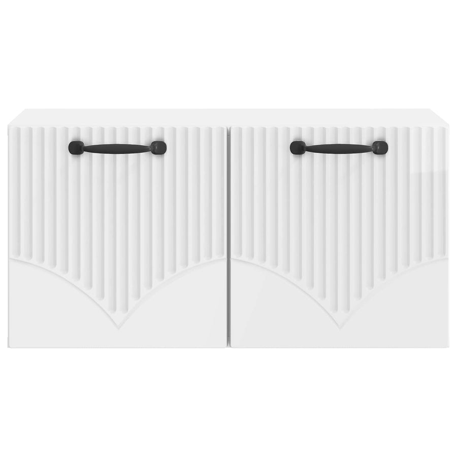 Wandbeugel TV-kast Hoogglans Wit 59,5 x 31 x 30 cm Bewerkt hout