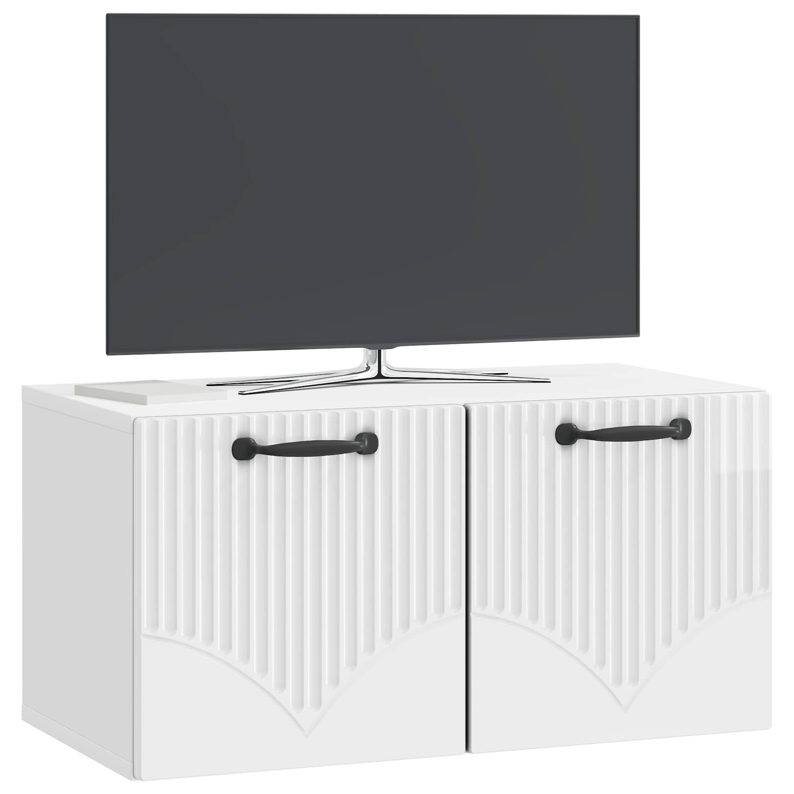 Wandbeugel TV-kast Hoogglans Wit 59,5 x 31 x 30 cm Bewerkt hout
