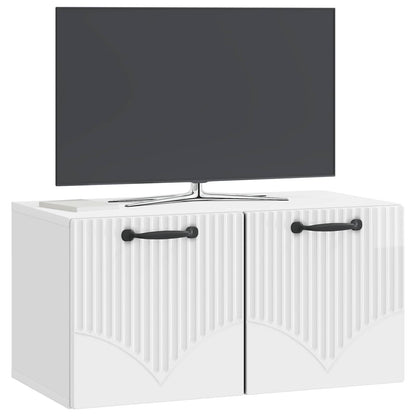 Wandbeugel TV-kast Hoogglans Wit 59,5 x 31 x 30 cm Bewerkt hout