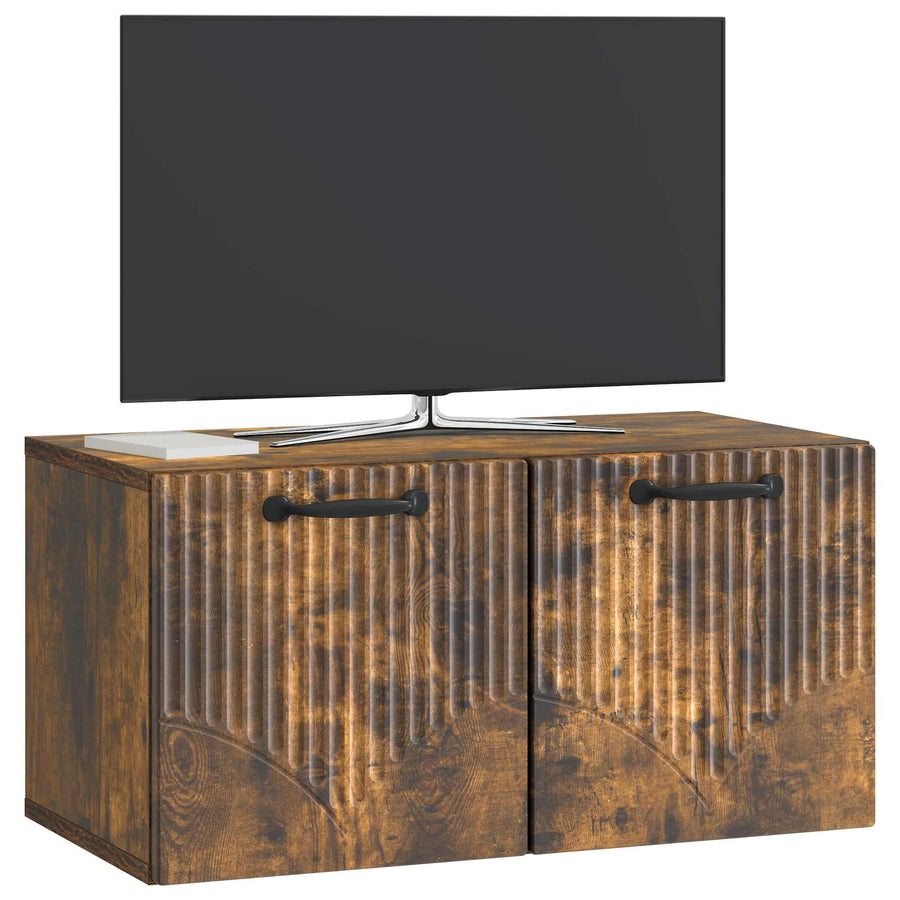 Wandbeugel TV-kast Gerookt eiken 59,5 x 31 x 30 cm Bewerkt hout