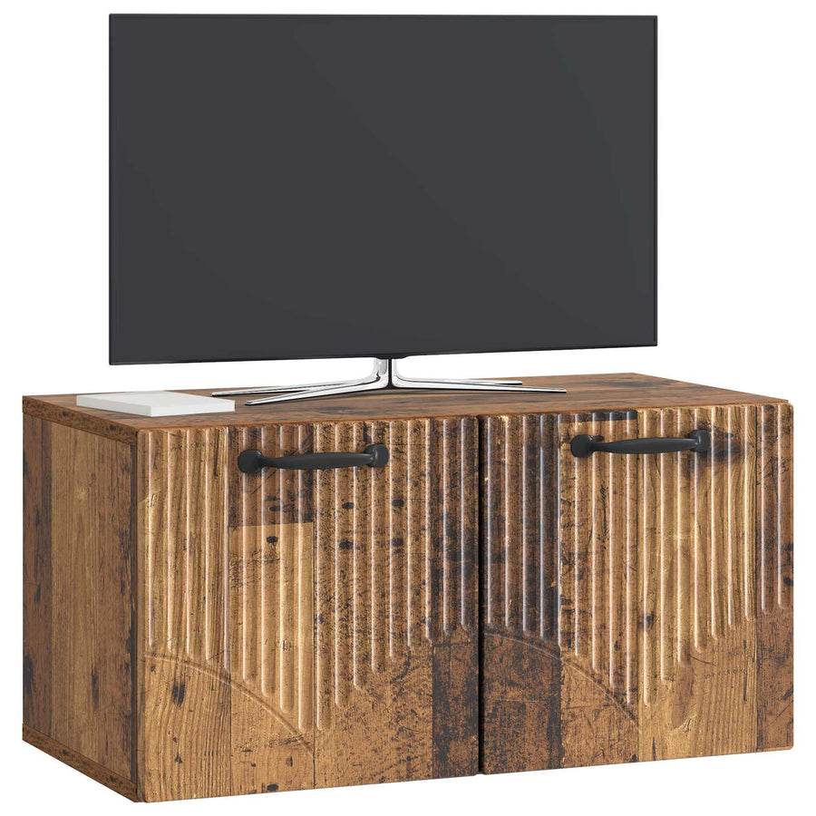 Wandbeugel TV-kast Oud hout 59,5 x 31 x 30 cm Bewerkt hout