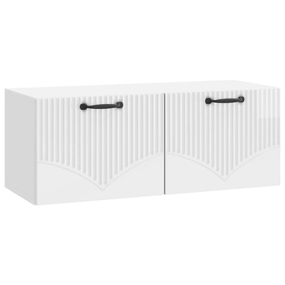 Wandbeugel TV-kast Hoogglans Wit 78,5 x 31 x 30 cm Bewerkt hout