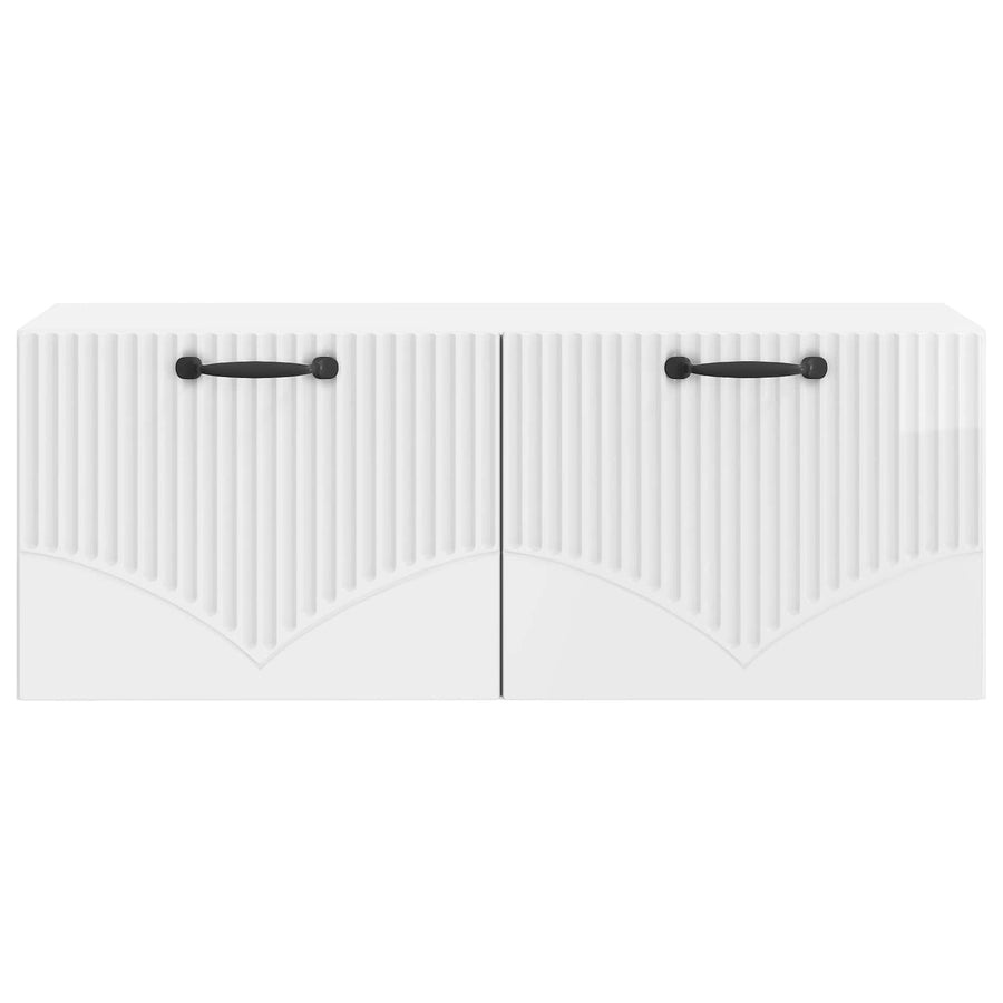Wandbeugel TV-kast Hoogglans Wit 78,5 x 31 x 30 cm Bewerkt hout