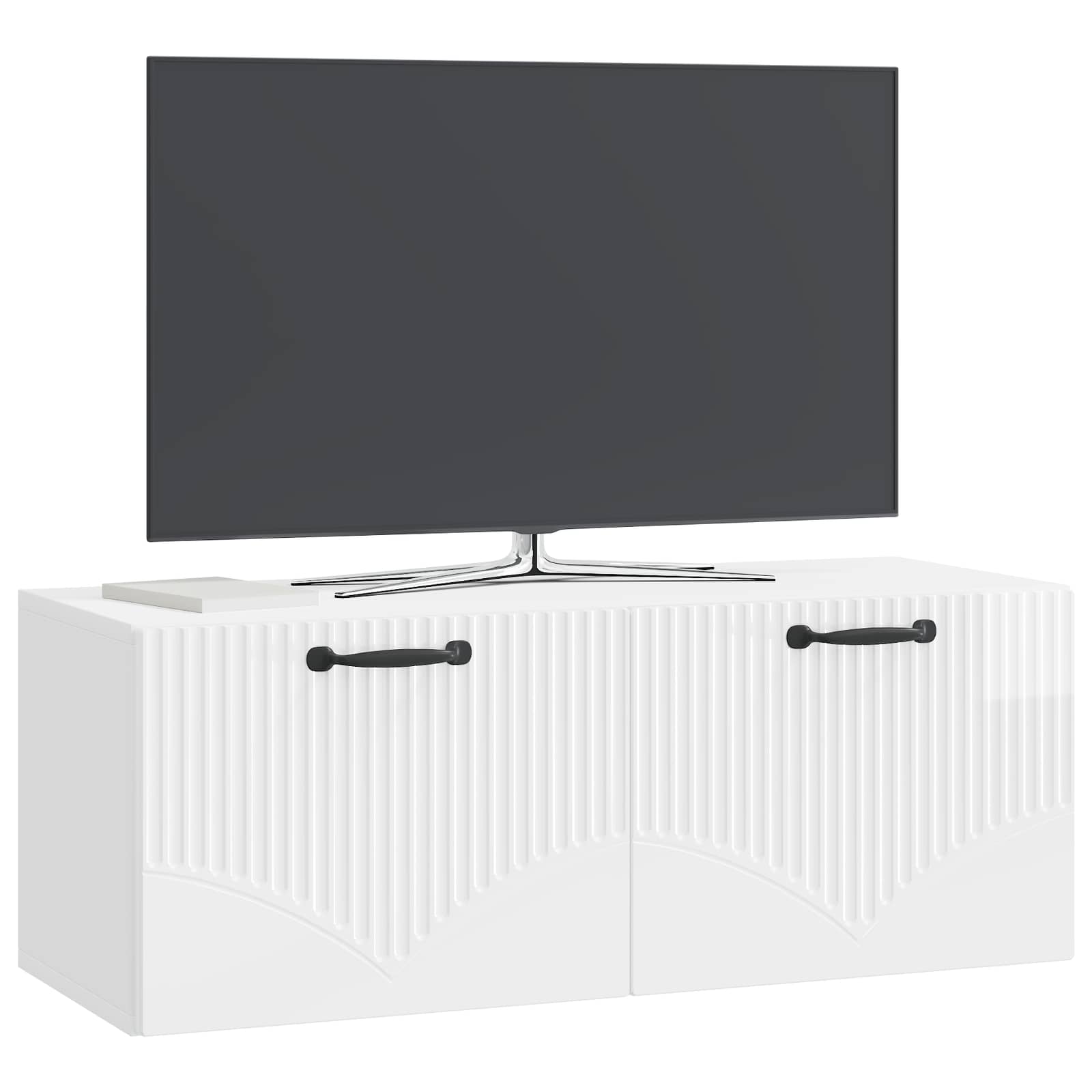Wandbeugel TV-kast Hoogglans Wit 78,5 x 31 x 30 cm Bewerkt hout