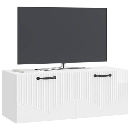 Wandbeugel TV-kast Hoogglans Wit 78,5 x 31 x 30 cm Bewerkt hout