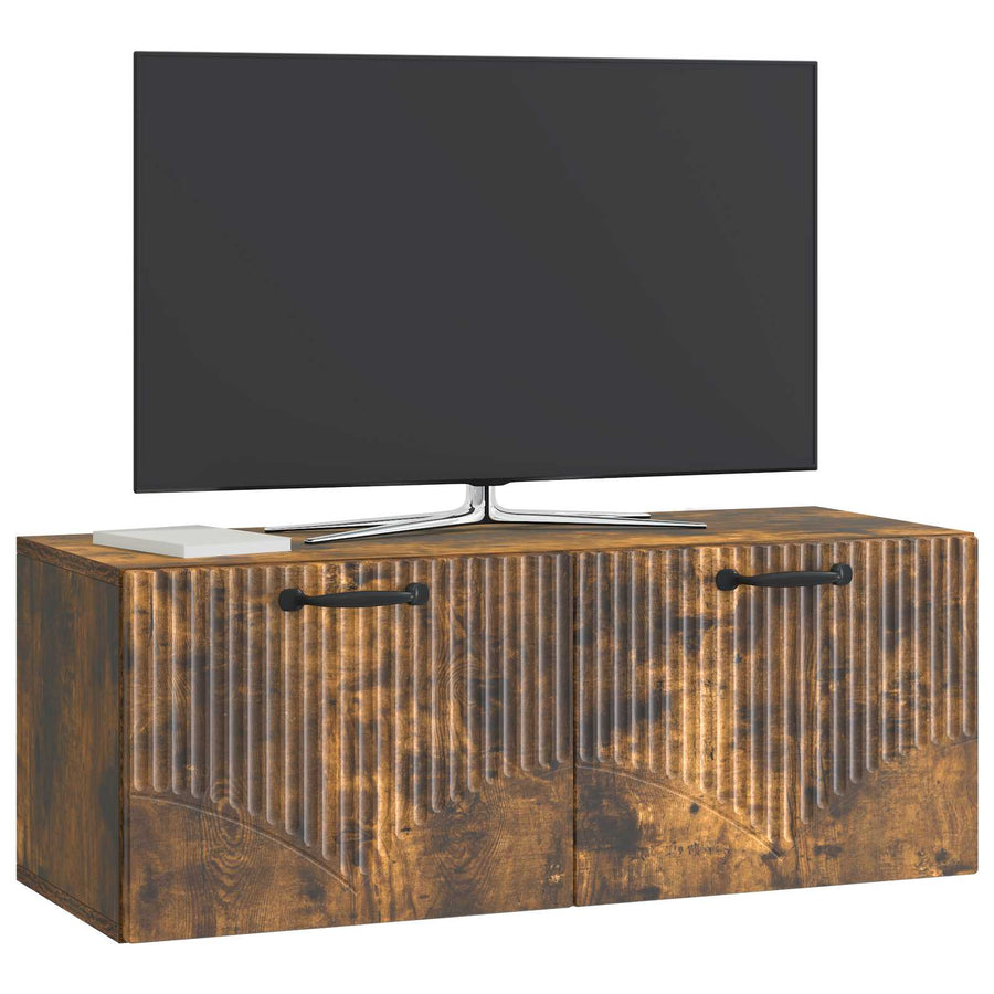 Wandbeugel TV-kast Gerookt eiken 78,5 x 31 x 30 cm Bewerkt hout