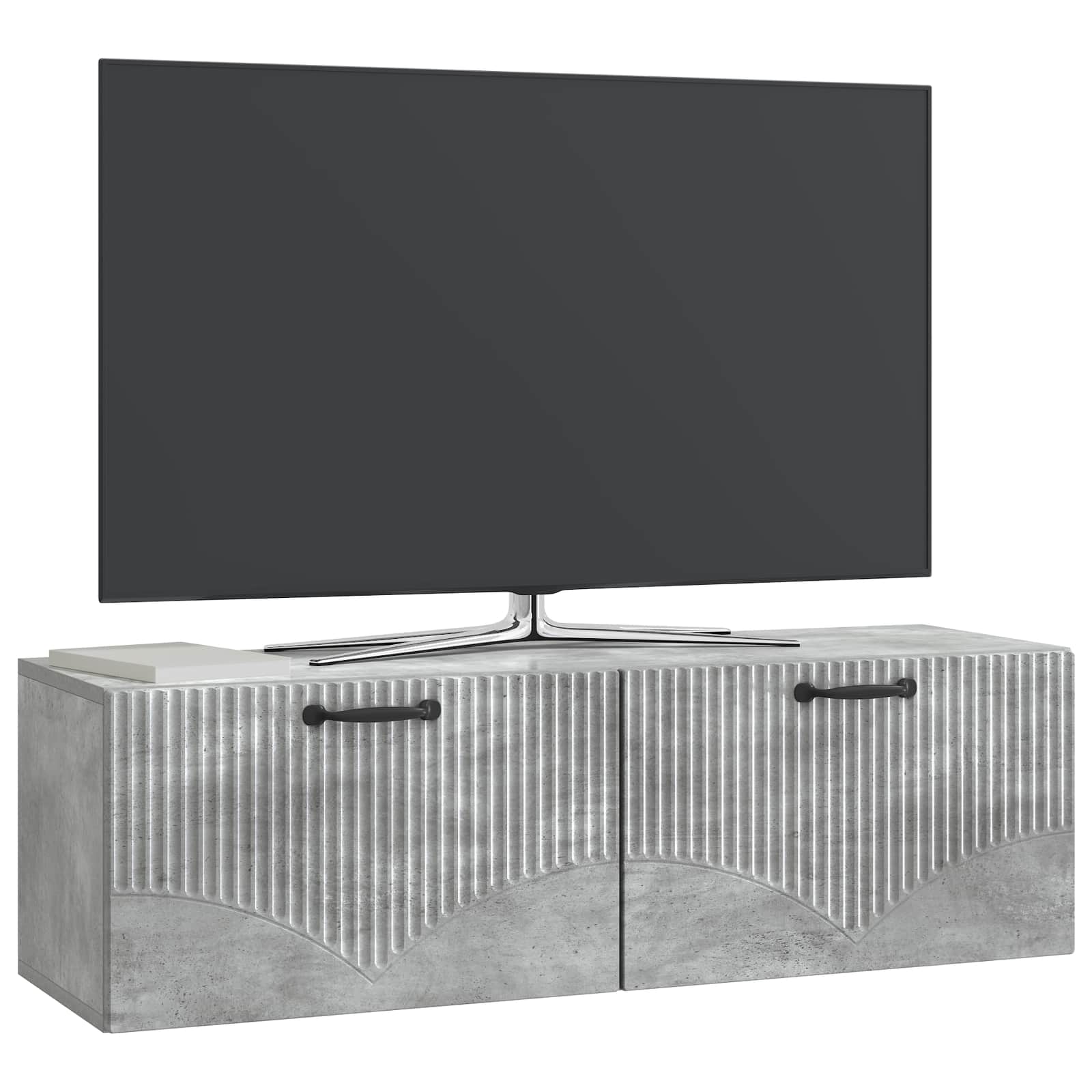 Wandbeugel TV-kast Betongrijs 98 x 31 x 30 cm Bewerkt hout