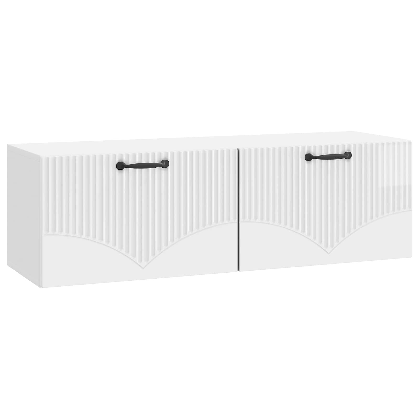 Wandbeugel TV-kast Hoogglans Wit 98 x 31 x 30 cm Bewerkt hout