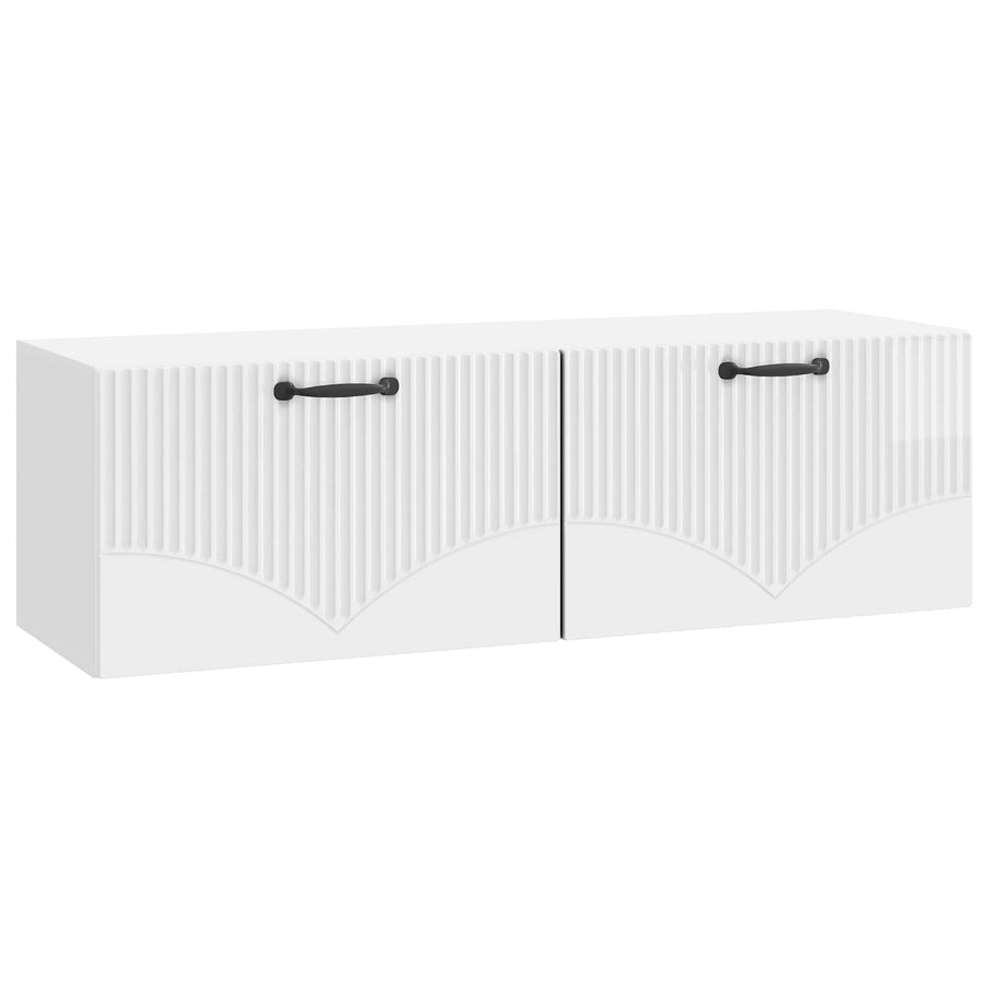 Wandbeugel TV-kast Hoogglans Wit 98 x 31 x 30 cm Bewerkt hout