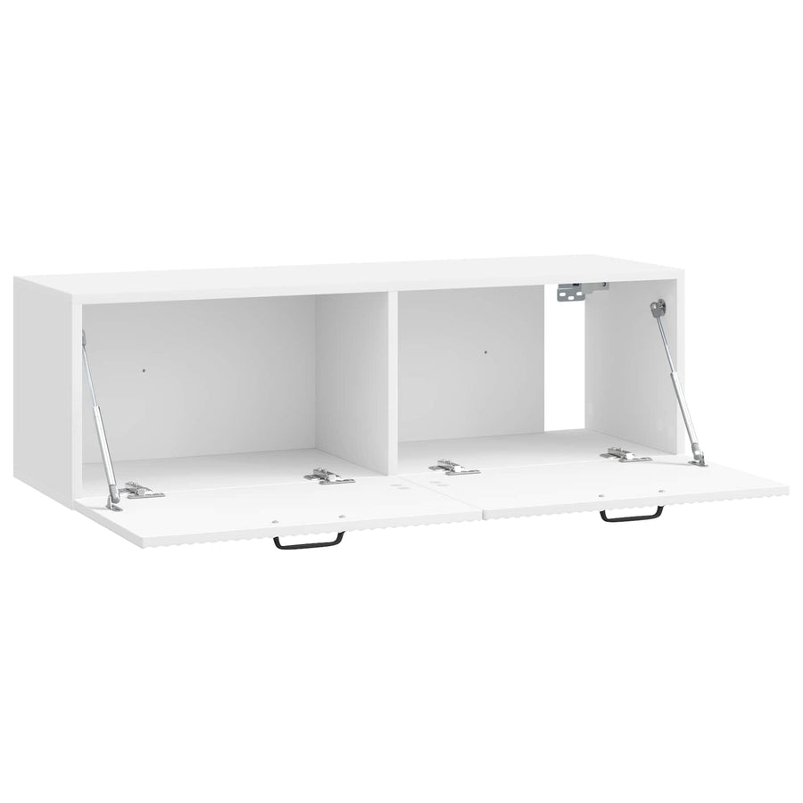 Wandbeugel TV-kast Hoogglans Wit 98 x 31 x 30 cm Bewerkt hout