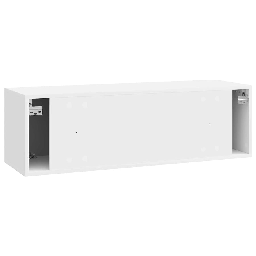 Wandbeugel TV-kast Hoogglans Wit 98 x 31 x 30 cm Bewerkt hout