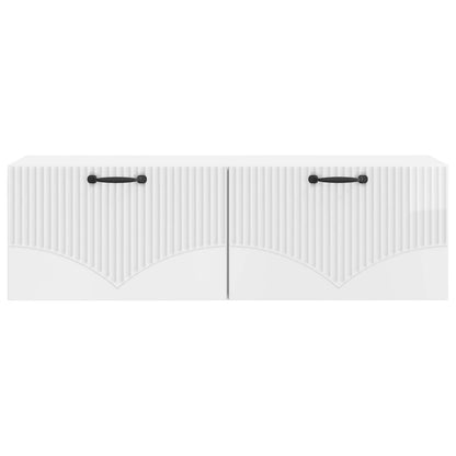 Wandbeugel TV-kast Hoogglans Wit 98 x 31 x 30 cm Bewerkt hout