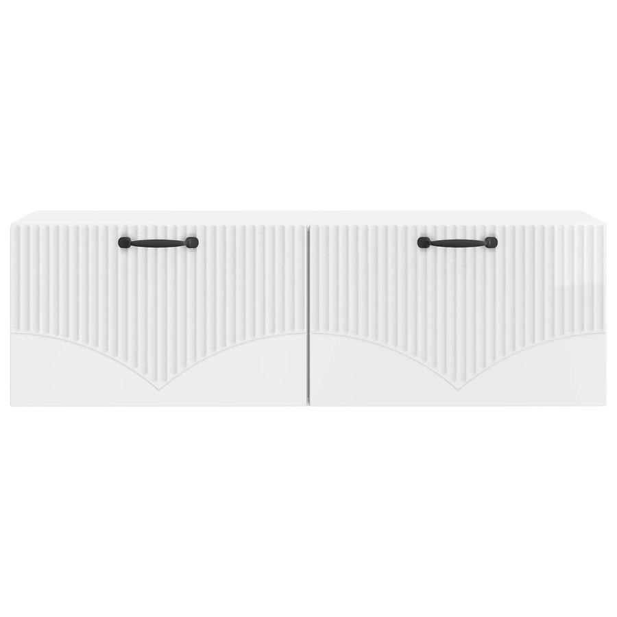 Wandbeugel TV-kast Hoogglans Wit 98 x 31 x 30 cm Bewerkt hout