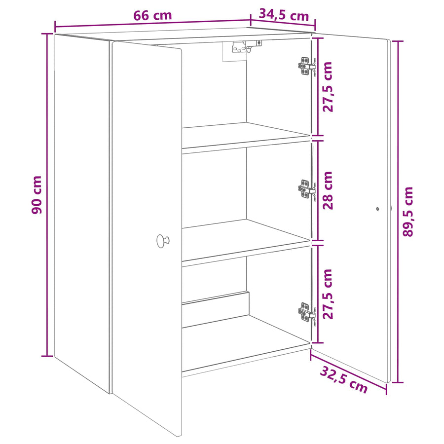 Wandkast Sonoma Eiken 66 x 34,5 x 90 cm Bewerkt hout