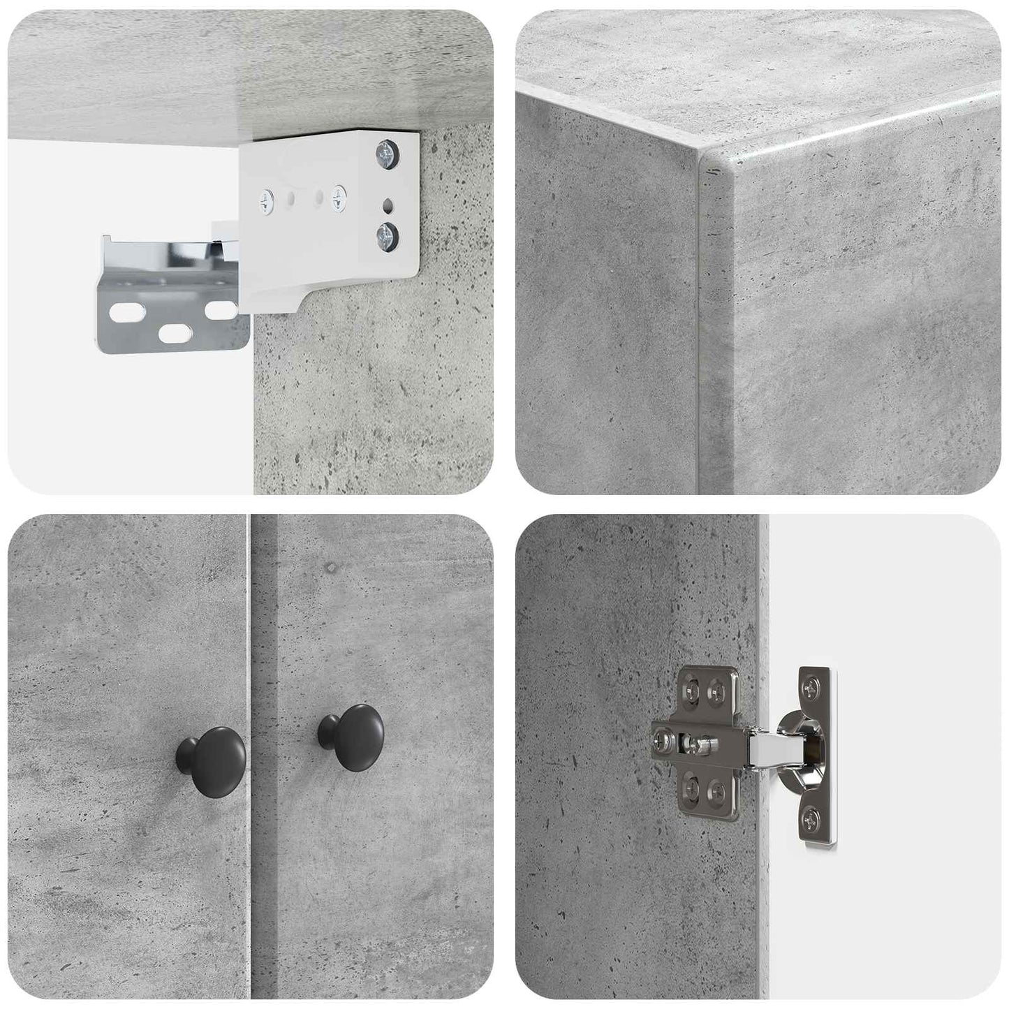 Wandkast Betongrijs 66 x 34,5 x 90 cm Bewerkt hout